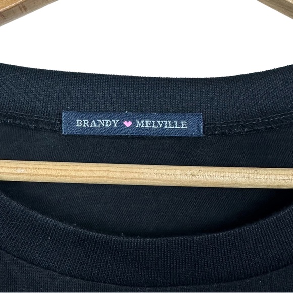 Brandy Melville Manoela Black Boxy Street Style Mesh Cutout Short Sleeve Top - Picture 9 of 11